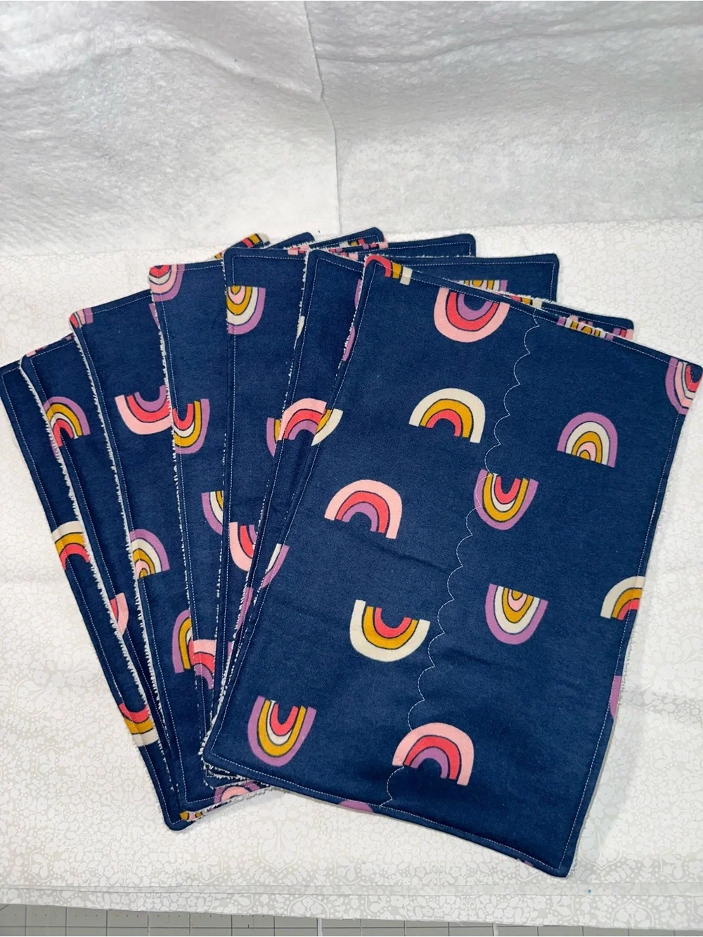 NEW! Handmade NoPaper Hand Towels Navy Pink Retro Arc Terry Cloth Roll 7pc - Picture 8 of 8